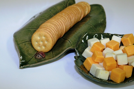 Go Green Leaf Series cracker dish and small bowl by sculptor, Teresa Yost