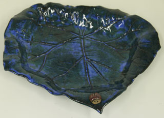 Leaf Bowl large in blue by Teresa Yost