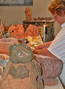 Sculptor Teresa Yost in her studio